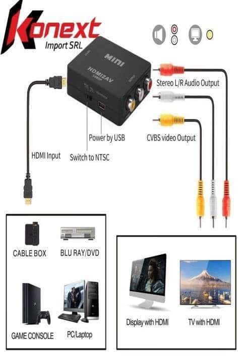 Conversor de señal AV Rca a HDMI 