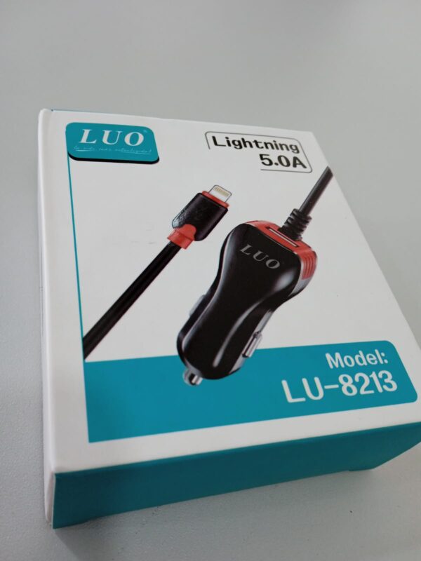 Cargador para auto Cable Lighting Lu-8213 + 1 USB 5.0A - Imagen 2