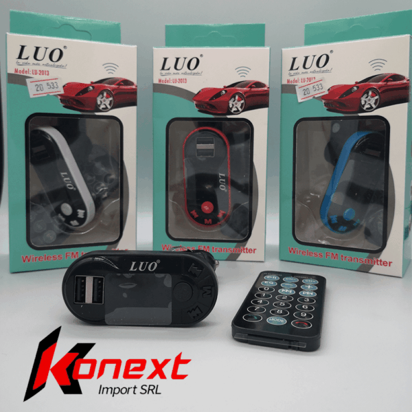 Transmisor FM LU-2013 con Control BT + 2 USB + AUX + Micro SD MP3