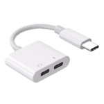 Adaptador USB-C a 2 USB-C 2In1 1P Heaphone+1P Carga 10cm Jh-032