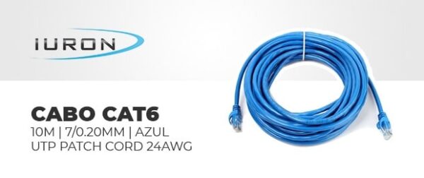 Cable Red UTP 10M CAT 6 24AWG 7/0 PATCH CORD IURON PRenSADO en FABRICA - Imagen 1