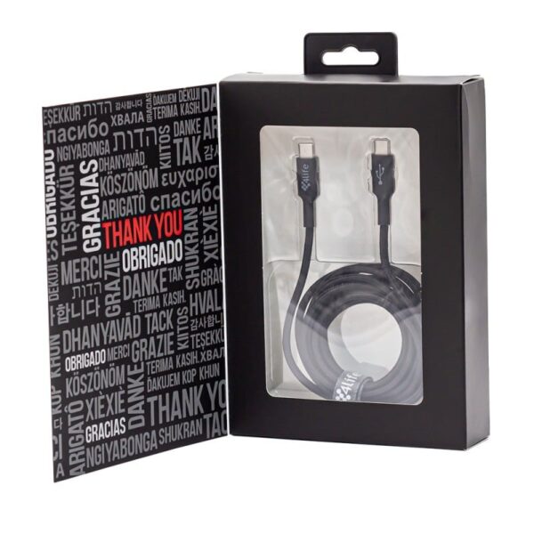Cable USB-C negro 1M Nylon Huawei P30 samsung S22 Moto G 2022 LG V40 - Imagen 2
