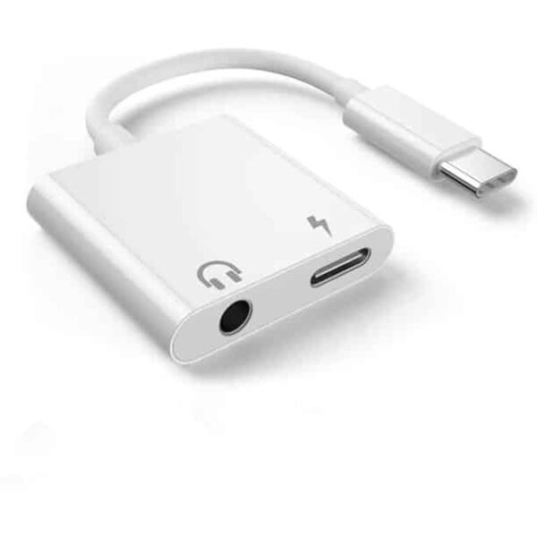 Adaptador USB-C a Auxliar 3.5mm + Carga Type C A P2 3.5mm samsung S21 Huawei P20 - Imagen 2