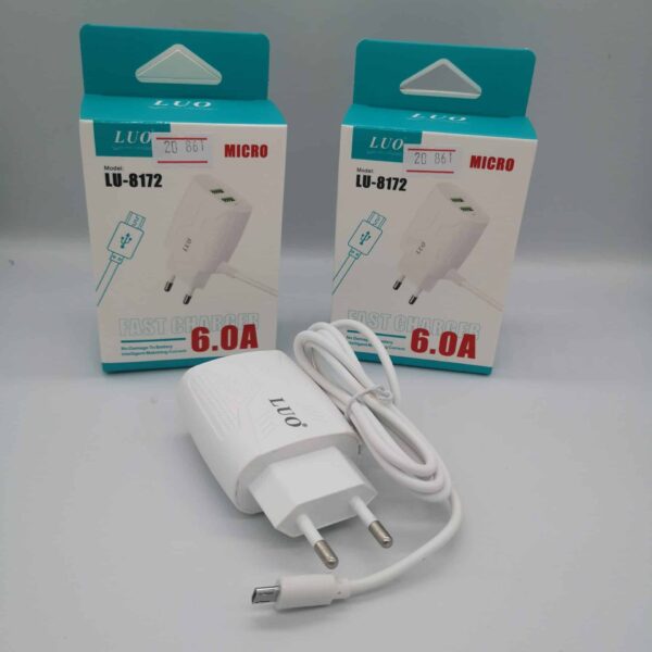 Cargador LUO Micro USB V8 + DUAL USB 6A LU-8172