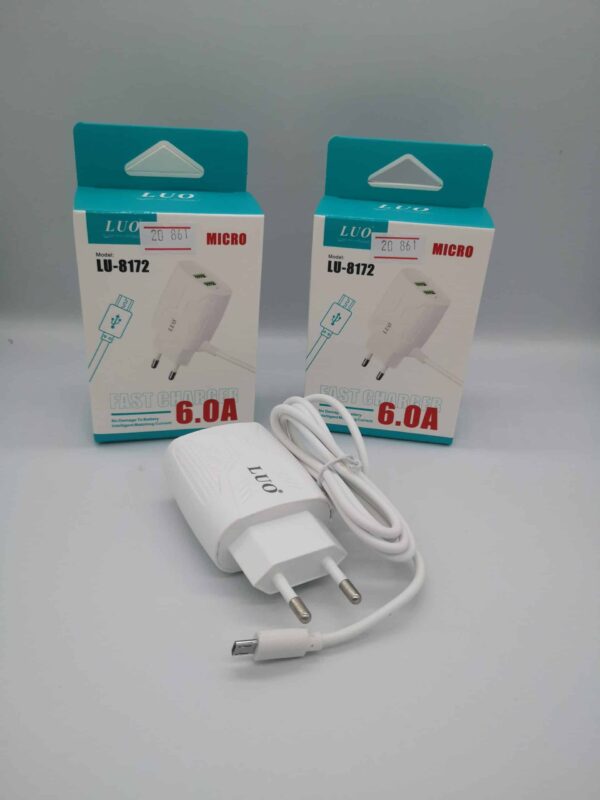 Cargador LUO Micro USB V8 + DUAL USB 6A LU-8172 - Imagen 1