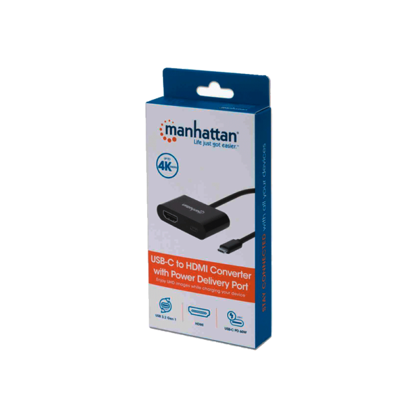 Adaptador USB-C a HDMI 4K 60HZ 60W C/ Alimentacion Negro