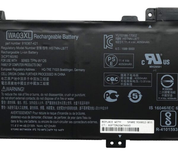 Bateria WA03XL 11.4V X360 14-BA 15-BR nuevo 15-BK - Imagen 2