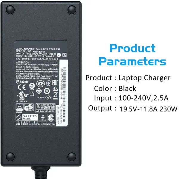 Cargador Acer 19.5V 11.8A 230W 5.5MMX1.7MM - Imagen 2