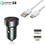 Cargador Cenicero USB-C 20W + USB 18W con Display - Imagen 2