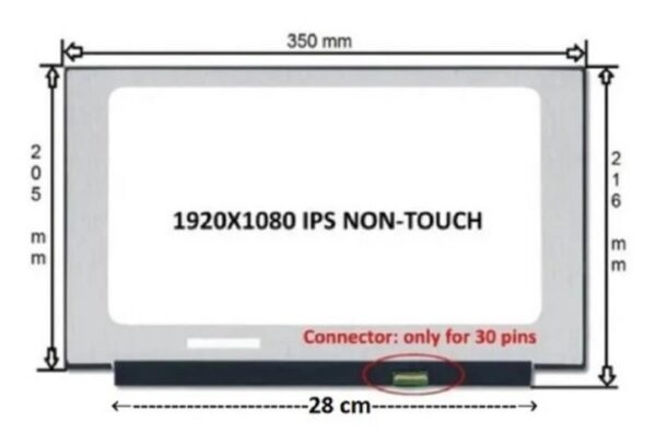 Pantalla LED 15.6 PIN 30 FHD IPS sin Borde 1920X1080 - Imagen 2