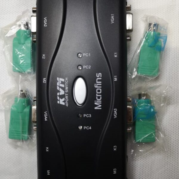 Switch KVM VGA + PS2 + ADAP para 4 PUERTOS MicroFINS