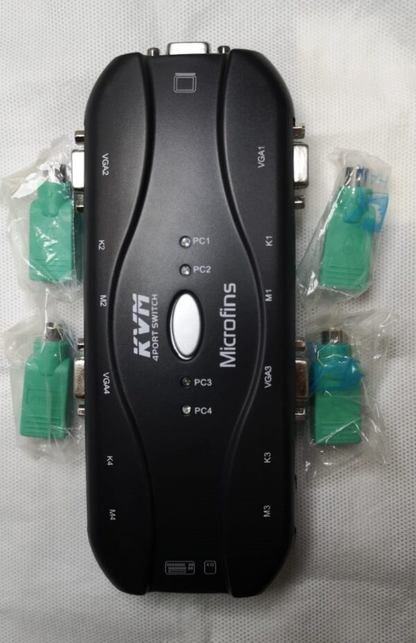 Switch KVM VGA + PS2 + ADAP para 4 PUERTOS MicroFINS - Imagen 1