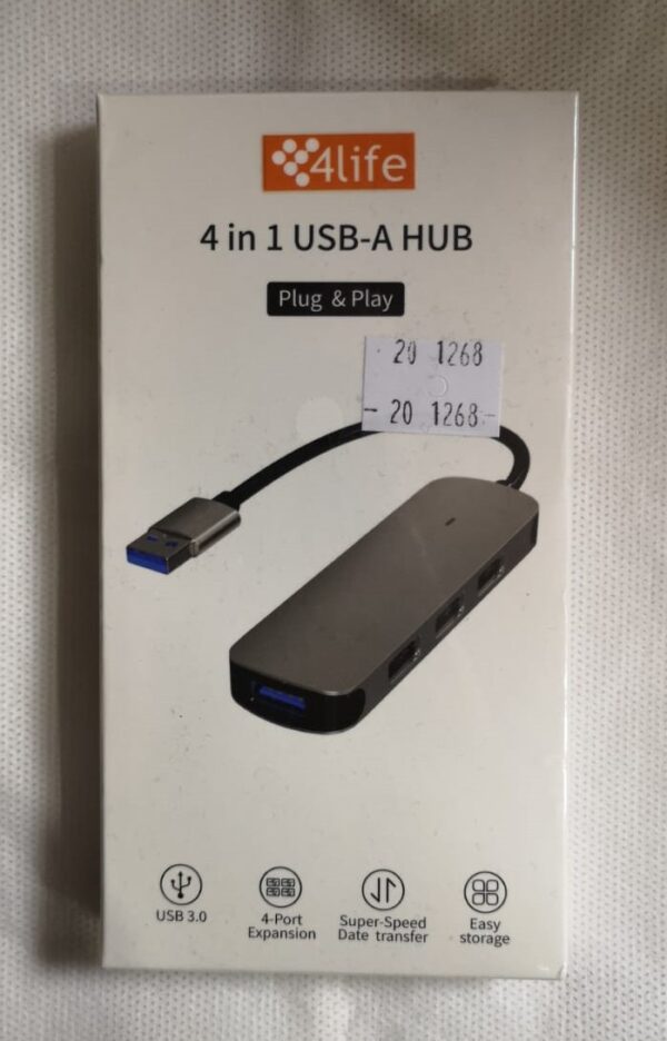Hub USB-A 4 en 1 FL4U con LED GRIS 4LIFE - Imagen 1