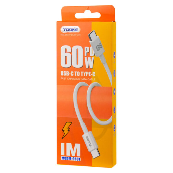 Cable USB-C a C 1m 60w 3A Cb31 YOOKIE, Nuevo - Imagen 2