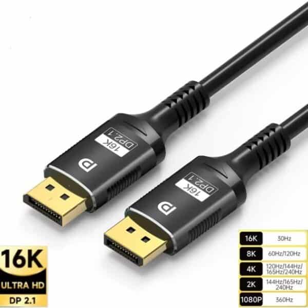 cable displayport 16k dp 2.1 caucho negro