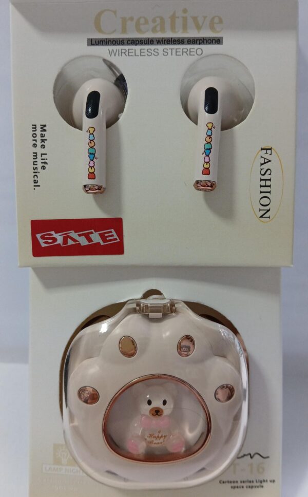Auricular Bluetooth AE-T61 Beige sate - Imagen 3
