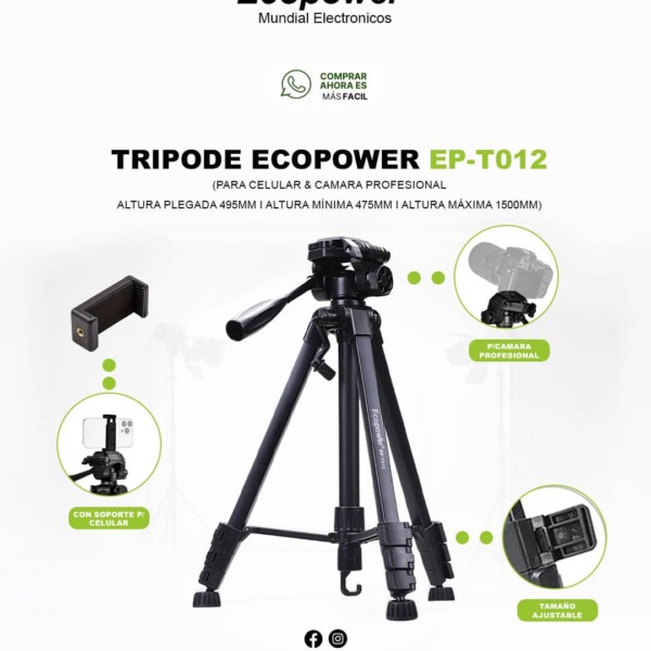 TRIPODE PARA CELULAR Y CAMARA 105CM