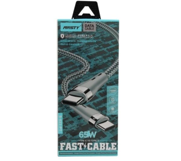 Cable USB-C a USB-C 1M 65W QC 3.0 VERDE MATE S-023-PT ANSTY - Imagen 3