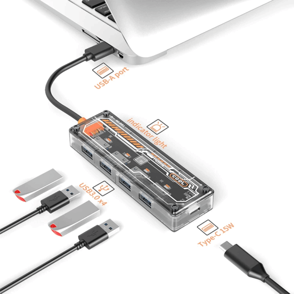 Hub USB-C a USB-A 4P 4 en 1 FL4U-A 4LIFE - Imagen 2
