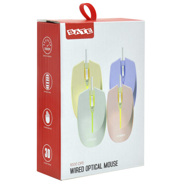 Mouse USB sate A-512 1000CPI 3 BOTONES BEIGE - Imagen 3