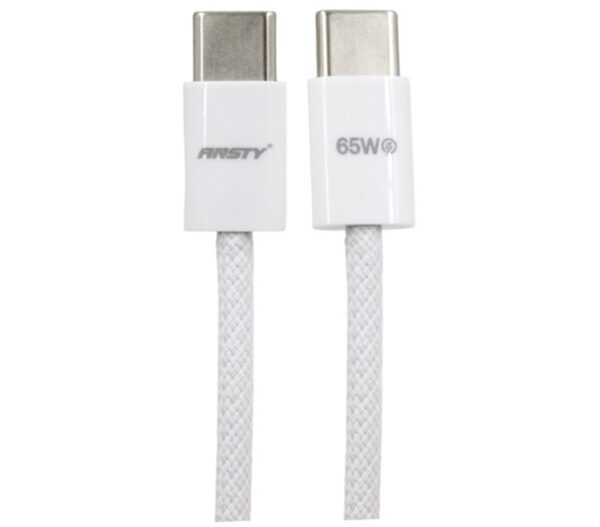 Cable USB-C a USB-C 1M 65W BLANCO Z-037 ANSTY - Imagen 1