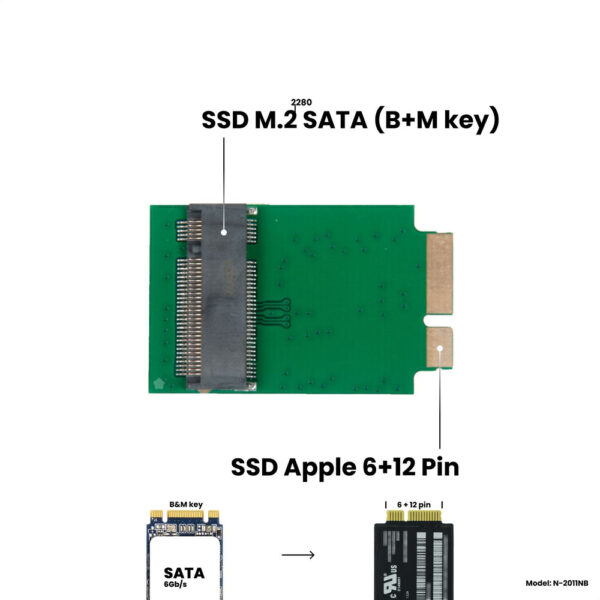 Adaptador M.2 NGFF SSD a Macbook 12 + 6 Pine