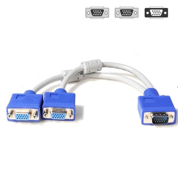 Splitter VGA 1X2 nuevo cable dos salidas color blanco