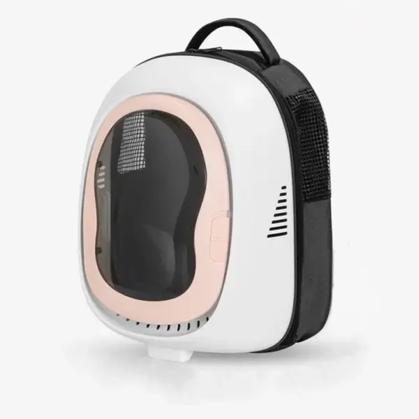 Mochila para mascotas blanco y rosado