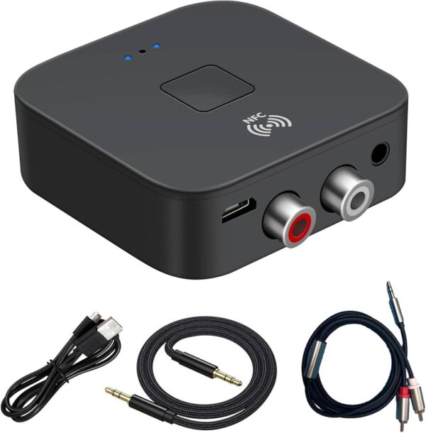 Receptor Bluetooth 5.0 con NFC Salida RCA y AUX 3.5 mm